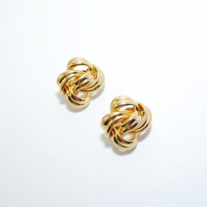 Givenchy Gold Rosette Clip Earrings //  Vintage